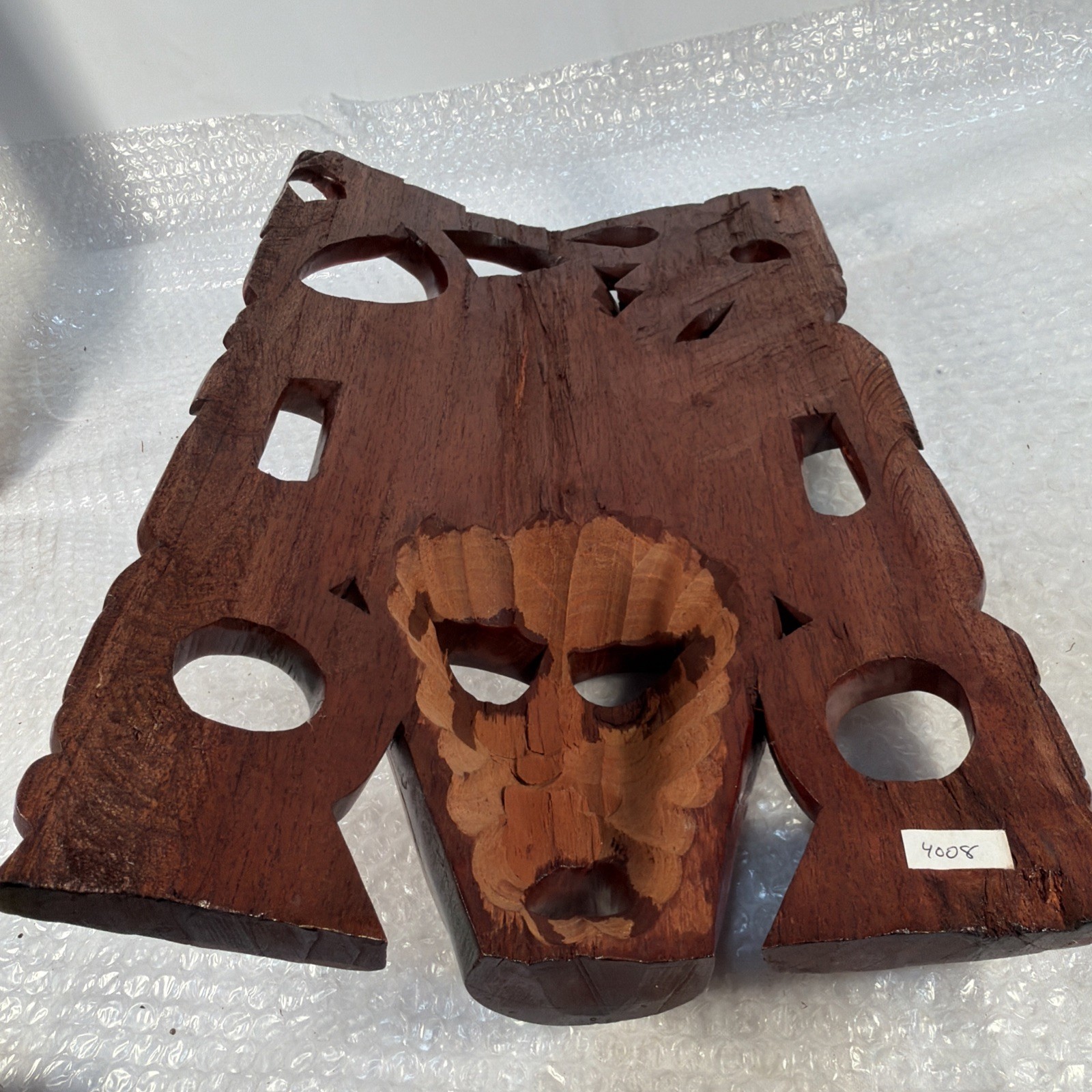 Hand-Carved Wooden Mayan Mask From Mexico