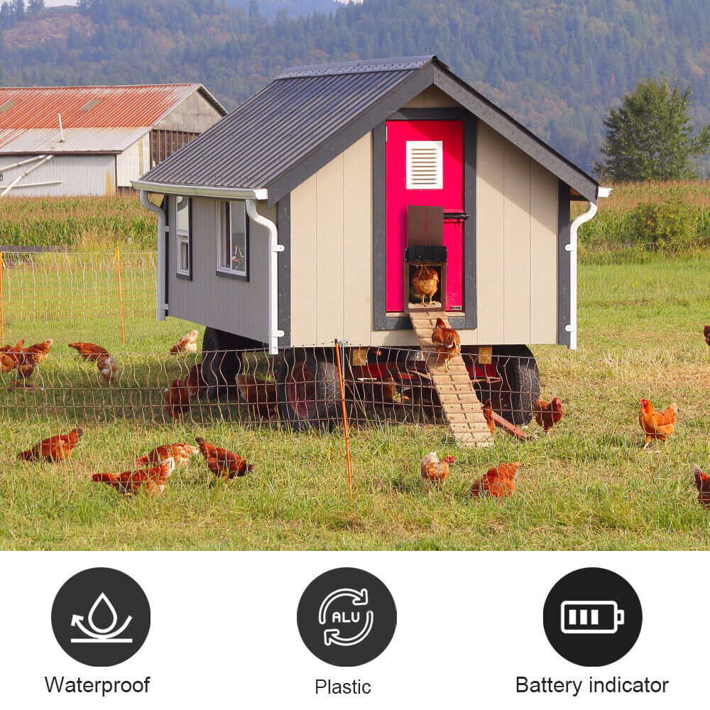 Chicken Coop Door Automatic Waterproof With Light Sensor Poultry Gate Hen