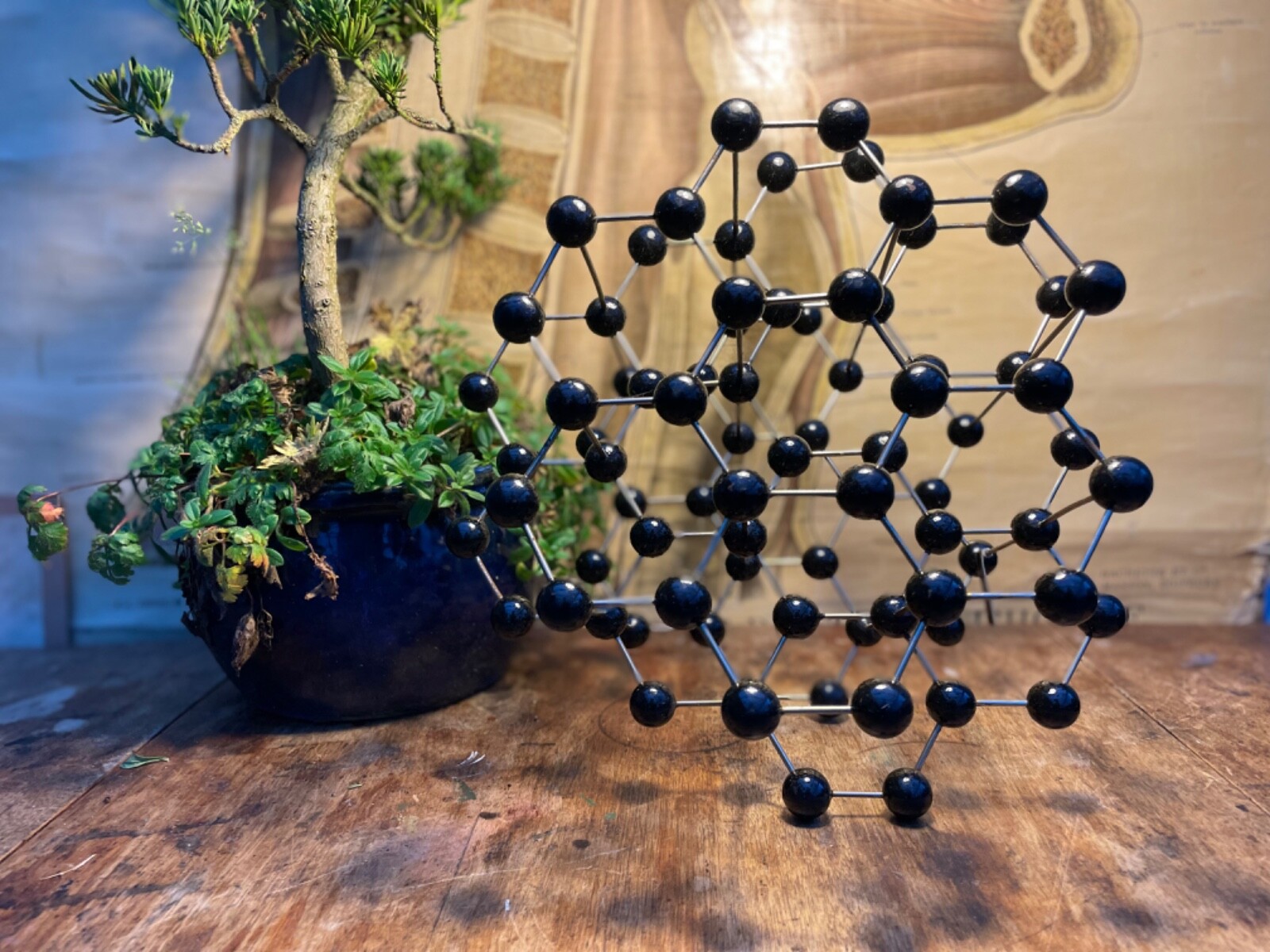 Vintage GRAPHITE educational atomic molecular model chemistry crystal structure