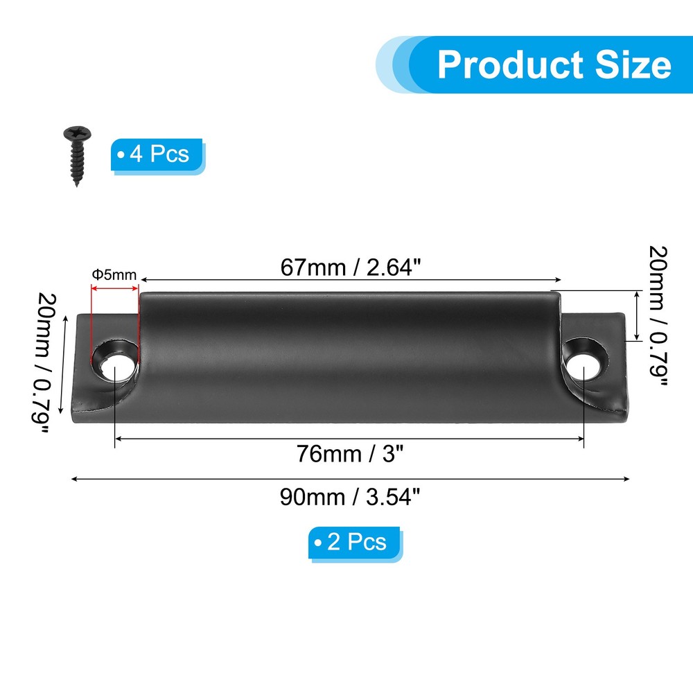 Window Sash Lift Handle 3" Hole Center Drawer Push Pull Handle Black,2Pcs