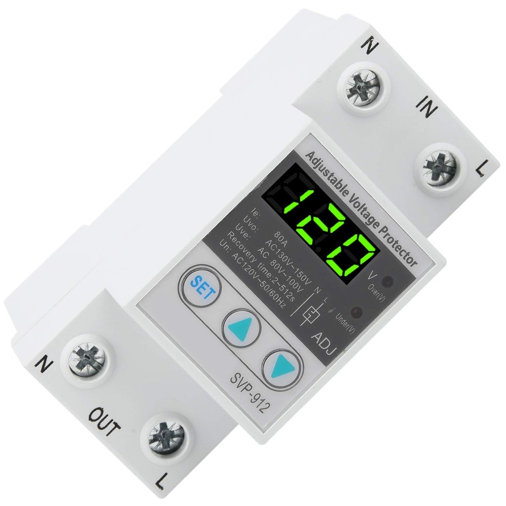 Voltage Stabilizer, Voltage Protector Adjustable, 120V AC Under Over Voltage ...