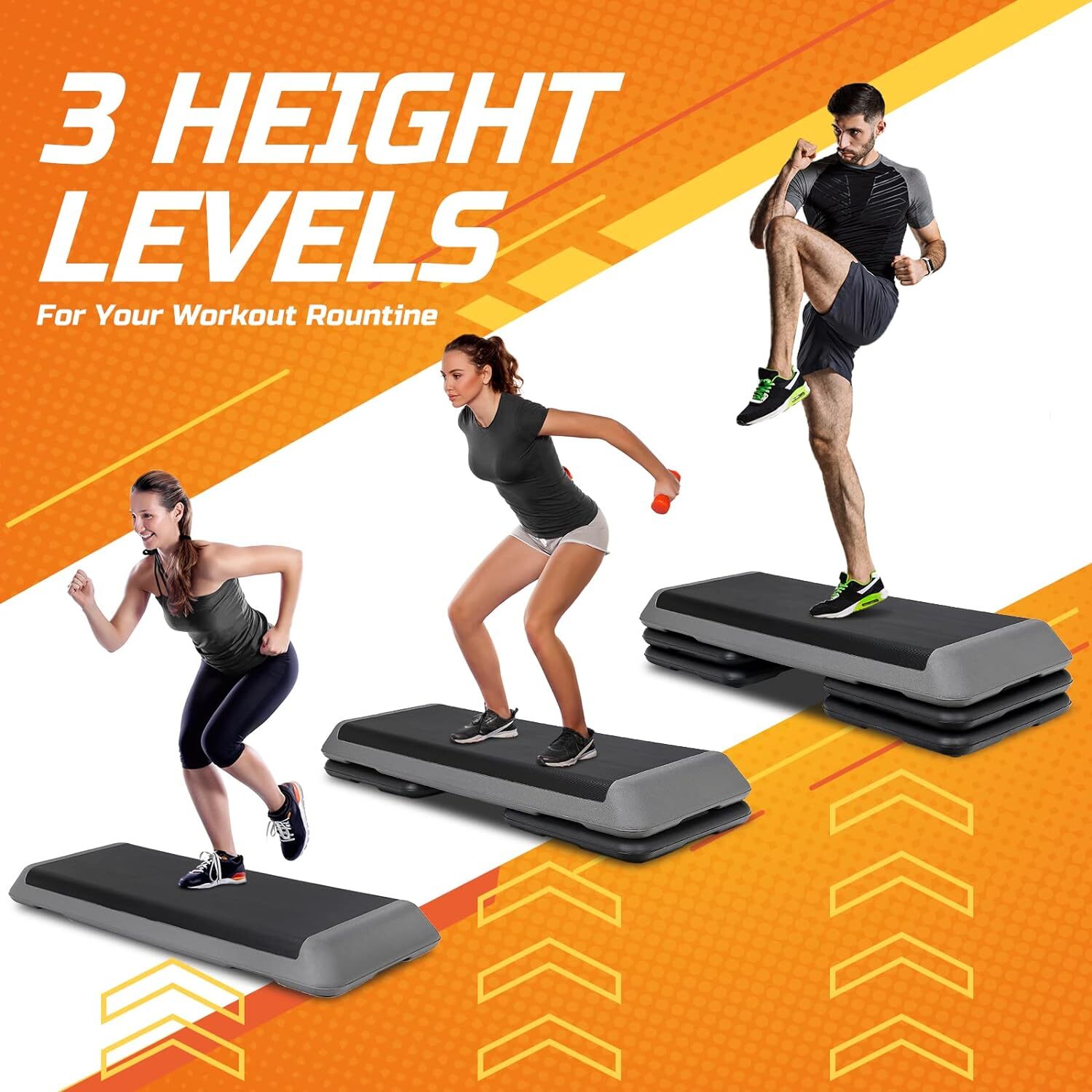 Fitness Aerobic Step 43" Club Cardio Adjust Exercise Stepper Workout w/Risers