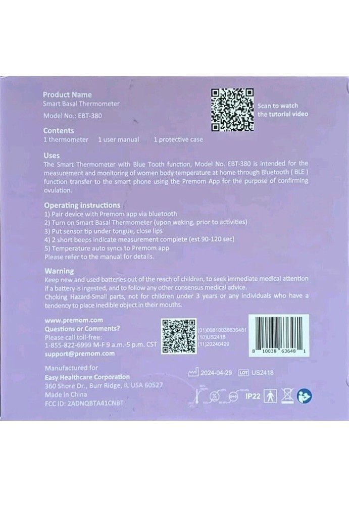 Smart Basal Thermometer, Period Tracker With Premom