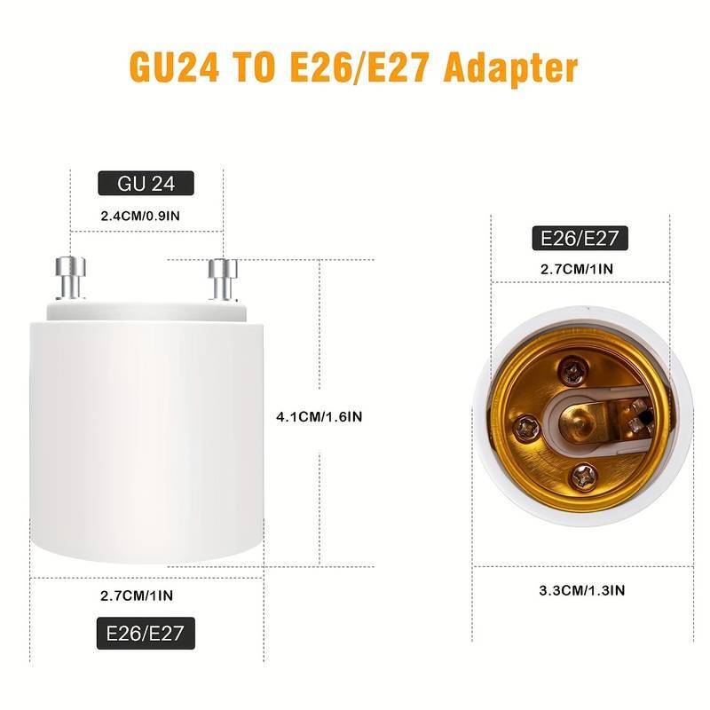 GU24 to E27 Adapter Bi-Pin to Medium Socket Edison Screw Base Convert