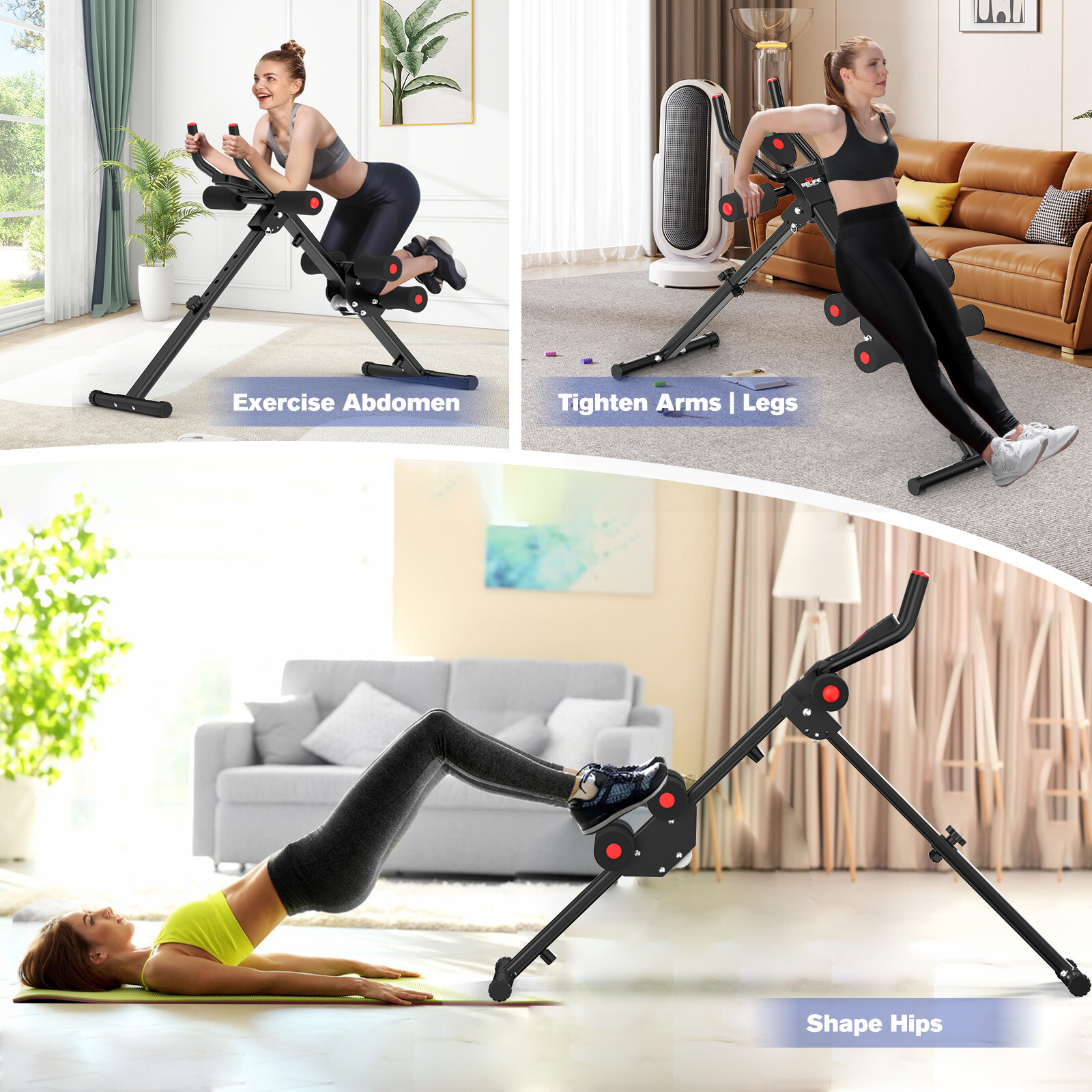AB Workout Machine Abdominal Trainer Foldable Ab Cruncher Strength Training