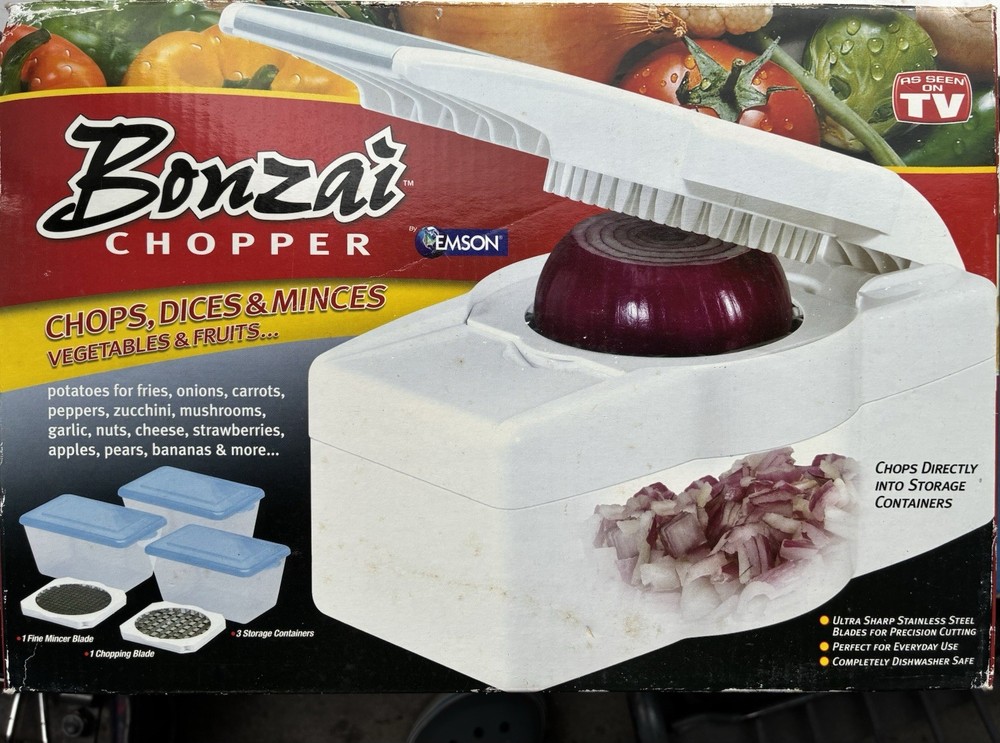 Emson Bonzai Chopper Push Function Set Ultra Sharp Blades Dishwasher Safe 5pcs