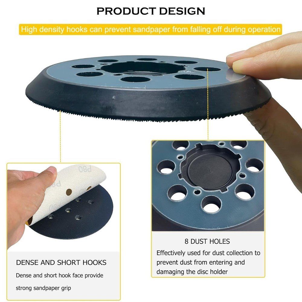 5" 8 Hole Sander Pad Hook Loop for DeWalt Orbital Sander Replacement