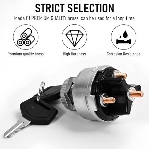 1 Set Wires Ignition Switch， with Key 4 Position Universal Black Plastic