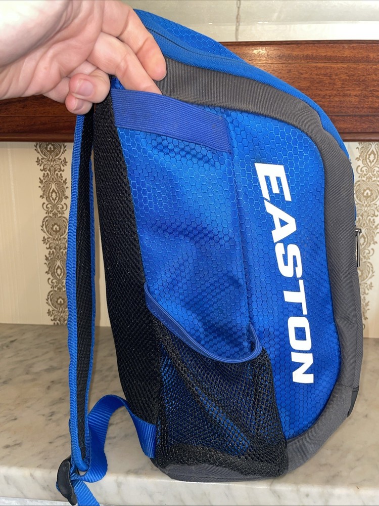 Easton Baseball Softball Backpack Blue Polyester Helmet Bat Hang Hook CLEAN
