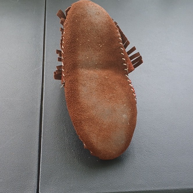 PowWow Regalia - Cowhide Leather Moccasins with Fringe and Edge Beading