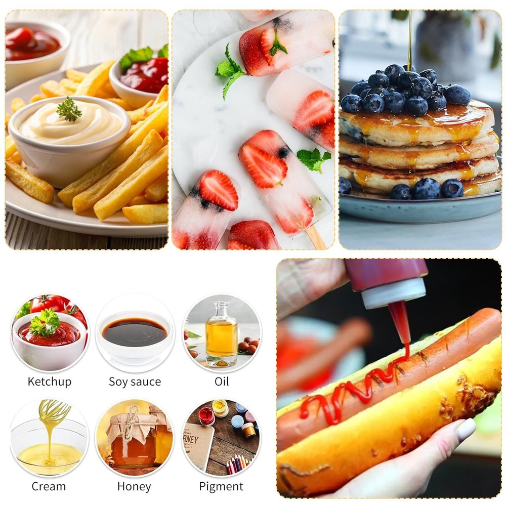 24 Pcs Plastic Condiment Squeeze Bottles Squeeze Leak Proof Multipurpose Squi...