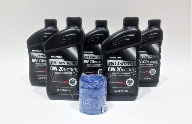 Genuine Honda / Acura 0W-20 Full Synthetic Oil Change Kit (5 Qts Oil Filter & Wa
