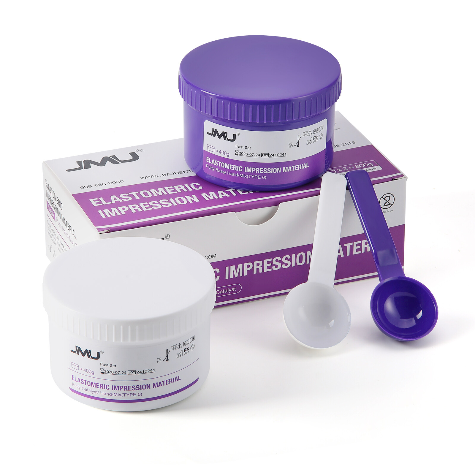 JMU Dental Impression Materials Putty Fast/Normall Set 400g Base+400g Catalyst