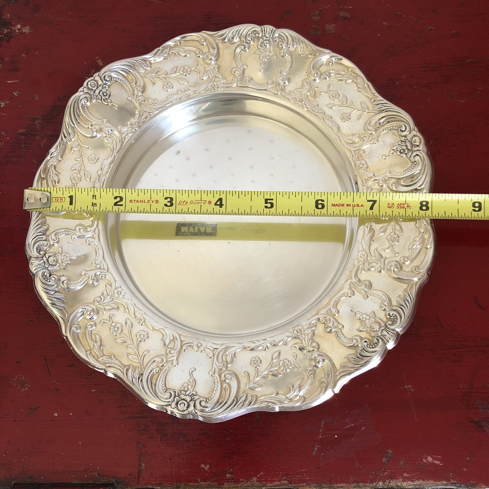 Wallace Grand Victorian Silverplate 1664 Wine Bottle Coaster Holder 8” Round