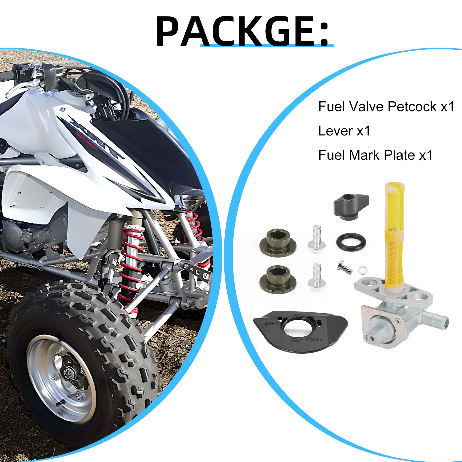 2004-2006 2007 For Honda TRX 450 R ER Petcock Fuel Gas Valve w/ Fuel Mark Plate
