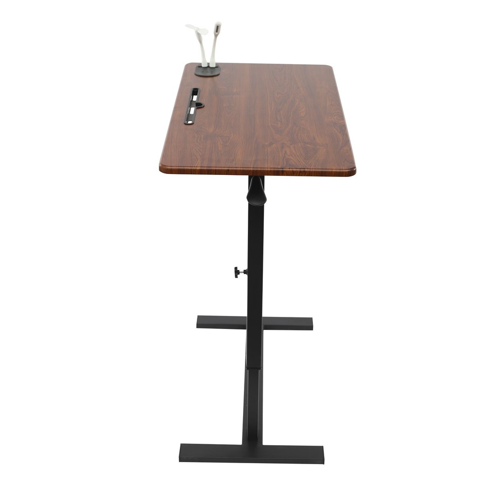 Adjustable Height Side Table Walnut Color Mobile Bedside Table dinner tray table