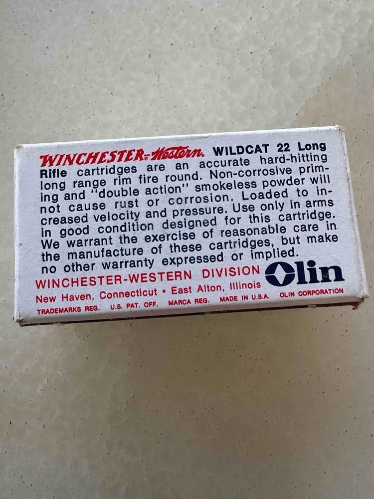 Winchester Western "Wildcat" 22LR Empty Ammo Box Excellent Condition
