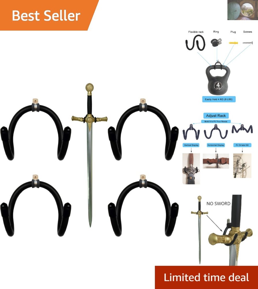 Mini Adjustable Sword Display Hook - 4 Pack Racks for Elegant Weapon Showcase