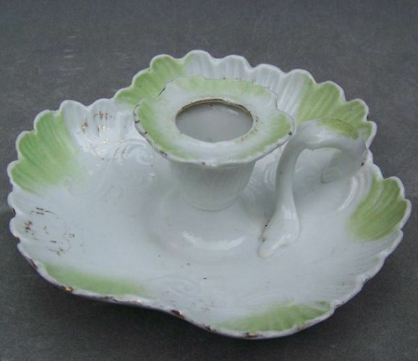Single Taper Candleholder Bavarian Germany Clover Green