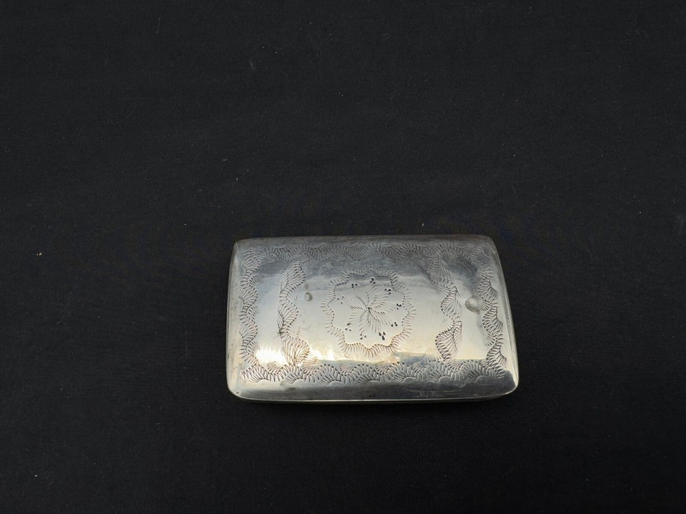 Antique Sterling Silver Hand Engraved Snuff Box