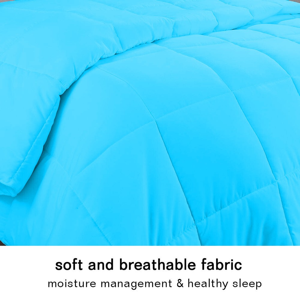 Deluxe 1000 TC Aqua Blue Down Alternative Comforter 100% Cotton Solid Pattern