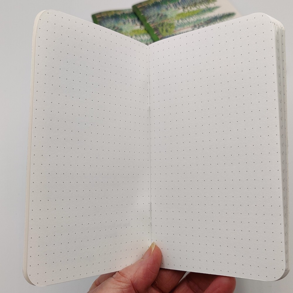 4-Pack Mini Journals Pocket Notebook Journaling Dotted Lines PNW Conifer Trees