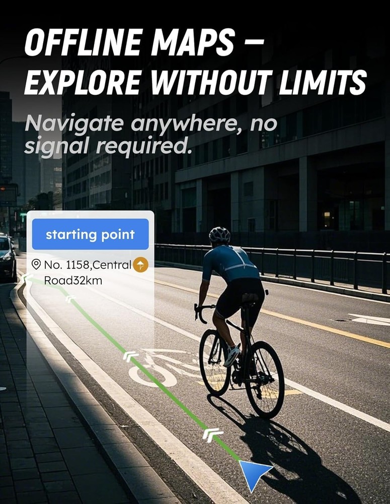 GPS Bike Computer, Bluetooth, Waterproof, Navigation, Training, Cycling Gift