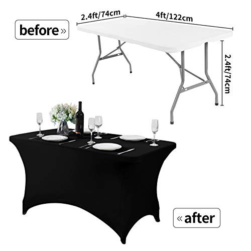 Spandex Table Cover for 4FT or 6ft or 8ft Table 48" x 30" (Square) Black