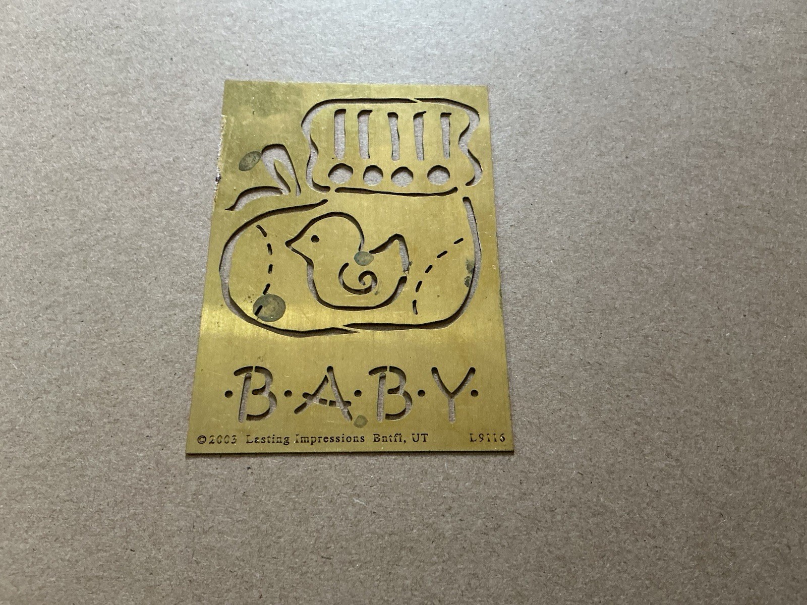 Vintage Scrapbook Light Box 8 Brass Stencils Tool-Wedding Baby Alphabet & More