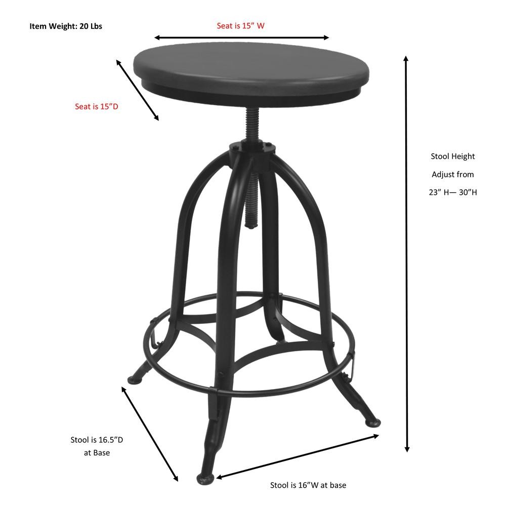 Ryder Adjustable Barstool - Chestnut Seat - Black Base