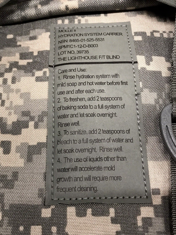 Authentic USGI Hydration System Carrier ACU Universal Cam MOLLE II [NO BLADDER]