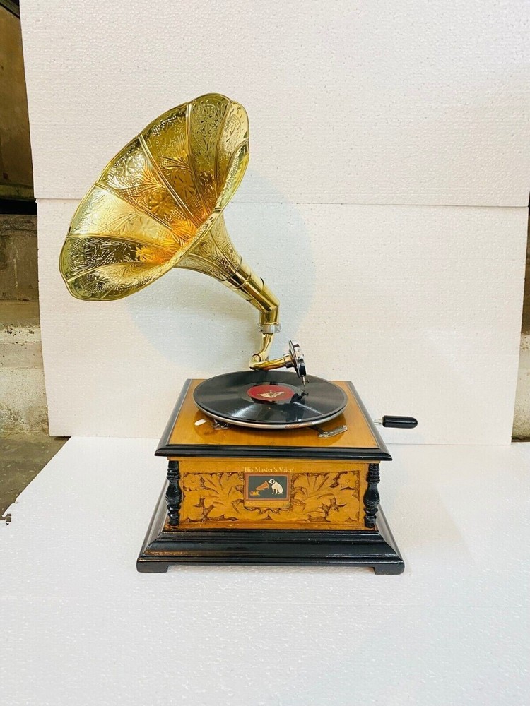 Authentique Gramophone Fully Working Phonograph, win-up record player Gramophone