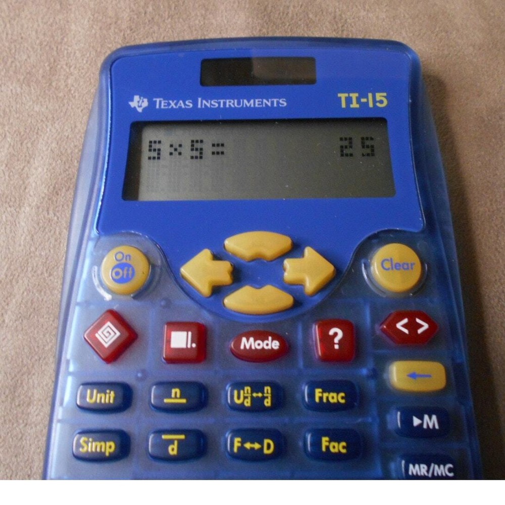 Texas Instruments TI-15 Explorer Elementary Calculator w/Cover Solar Powered