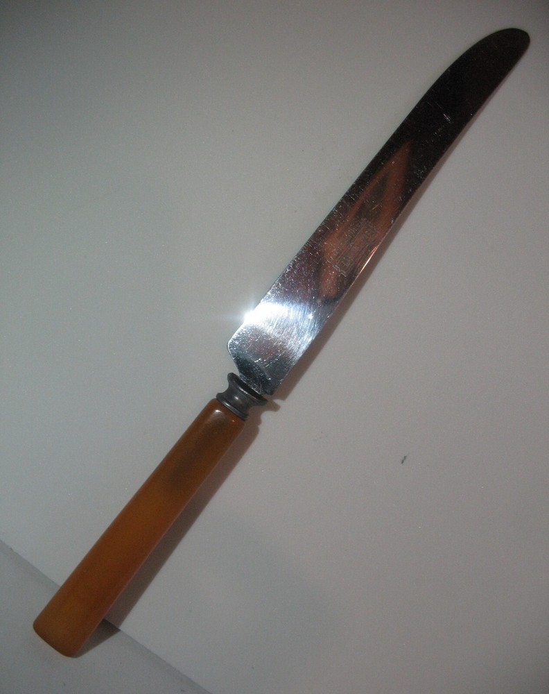 Very Rare Butterscotch Bakelite Handled StaBrite Stainless Steel Dinner Knife