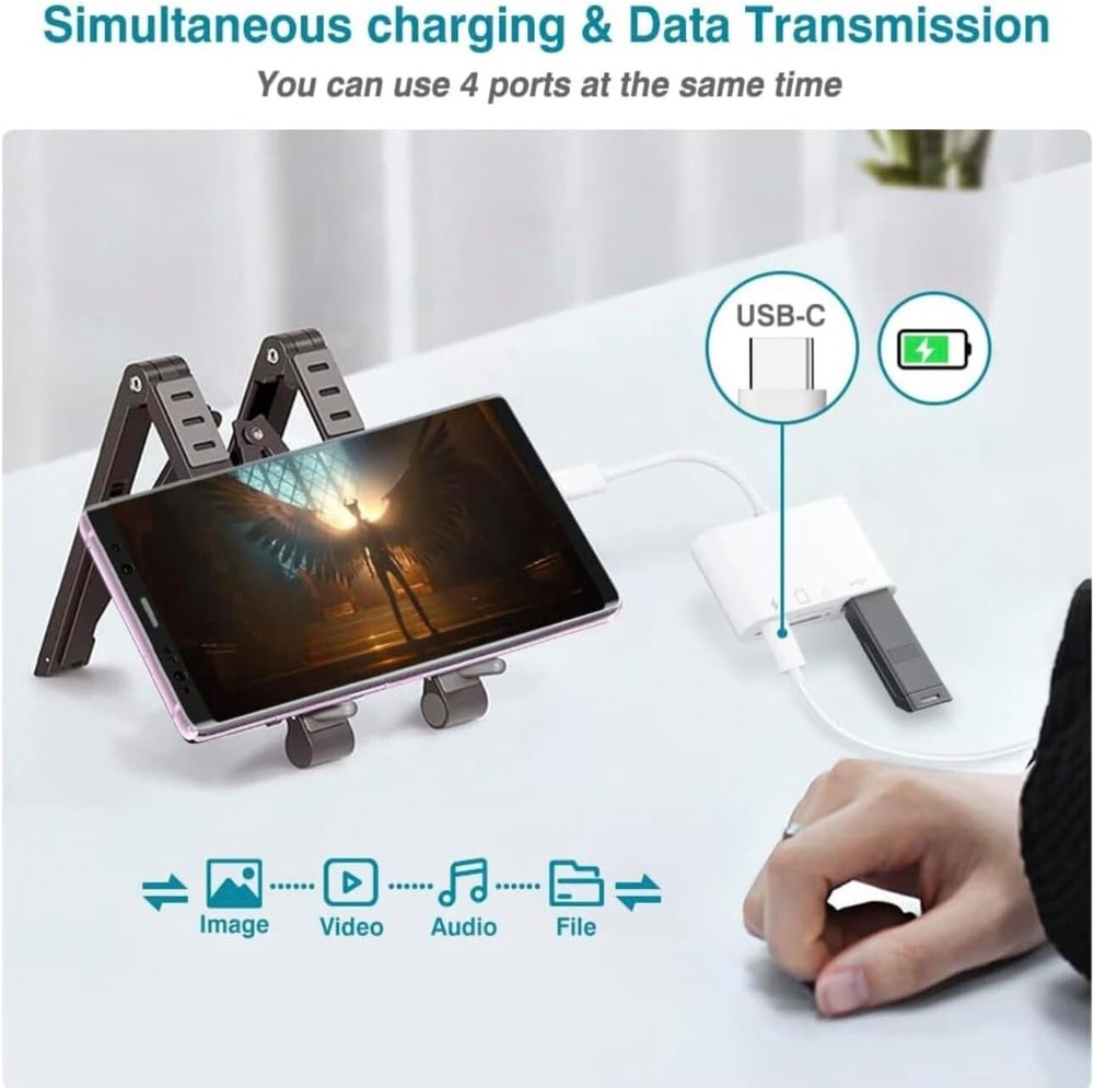 FLEAVER 4 in 1 USB C Camera Memory Card Reader Type C SD TF Card Reader Adapter