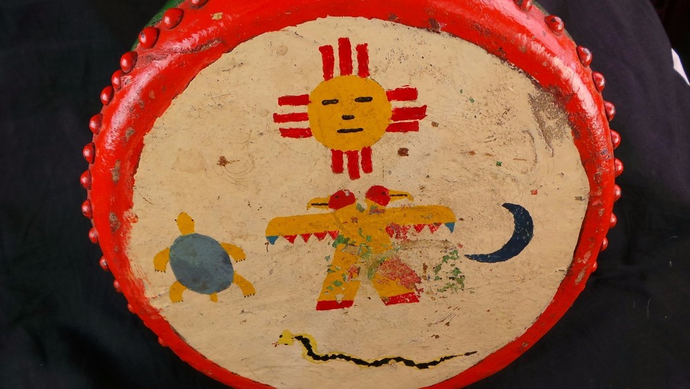 VTG Native American Drum / Bongo Hand Painted