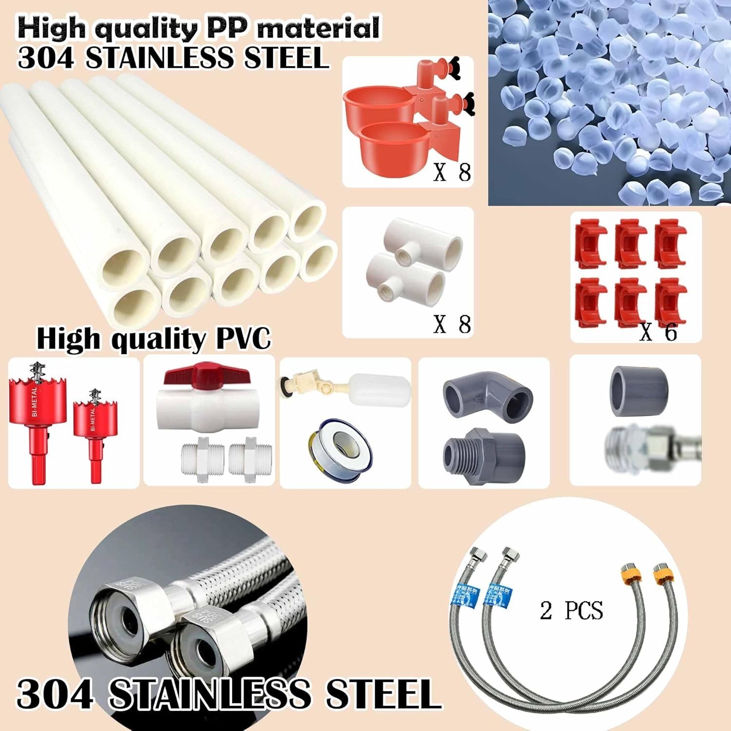 Complete Set Pipeline Automatic Chicken Waterer System(58 Accessories Included)