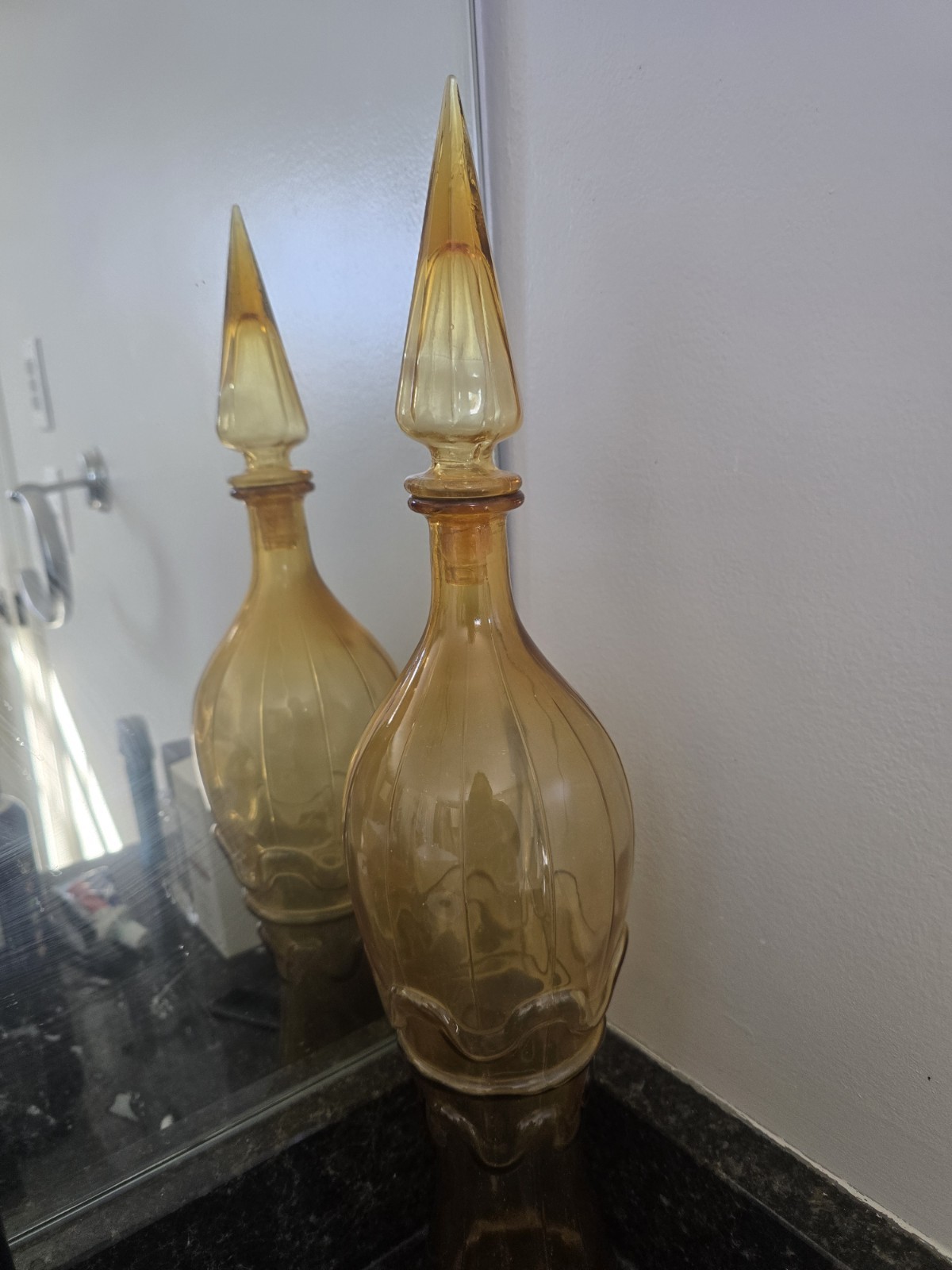 Vintage Empoli Rossini Italy Amber Glass Genie Bottle.(see Coupon Price)