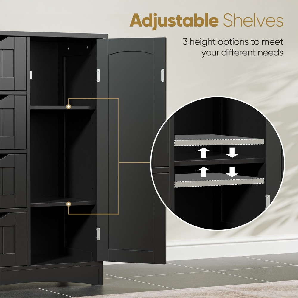 Wooden Floor Cabinet Freestanding Entryway Storage Unit Console Table Black