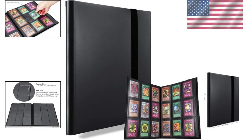 Large Black Card Storage Binder - Side Loading for Easy Access & Protection