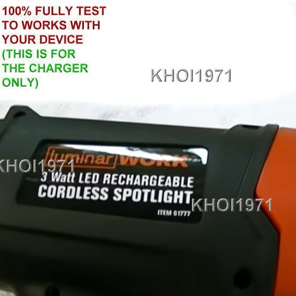 WALL charger AC adapter for 61777 Harbor Freight LUMINAR Work LED 3W Spotlight