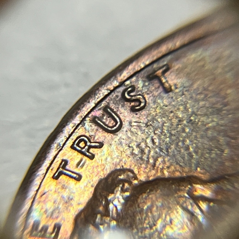 1983 Penny Error Die Crack Through TRUST & Strike Though Grease