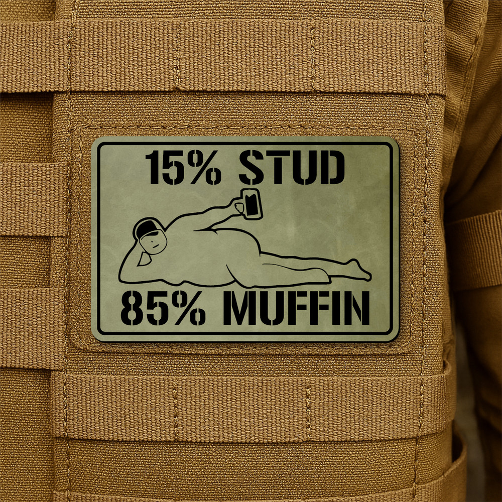 Stud Muffin Dad Bod Morale Patch 2"x3" Hook & Loop Funny Engraved Tactical