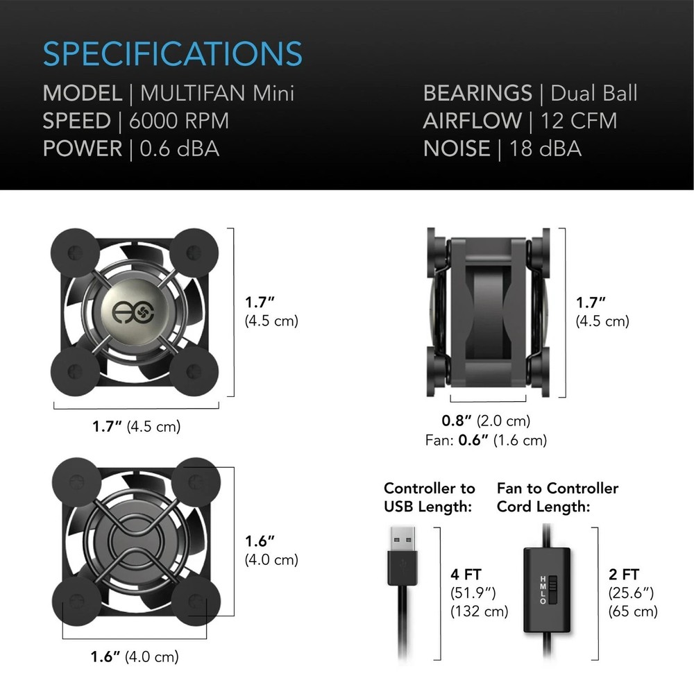 AC INFINITY MultiFan Mini USB Cable Cooling Fan / 40mm AI-MPF40A