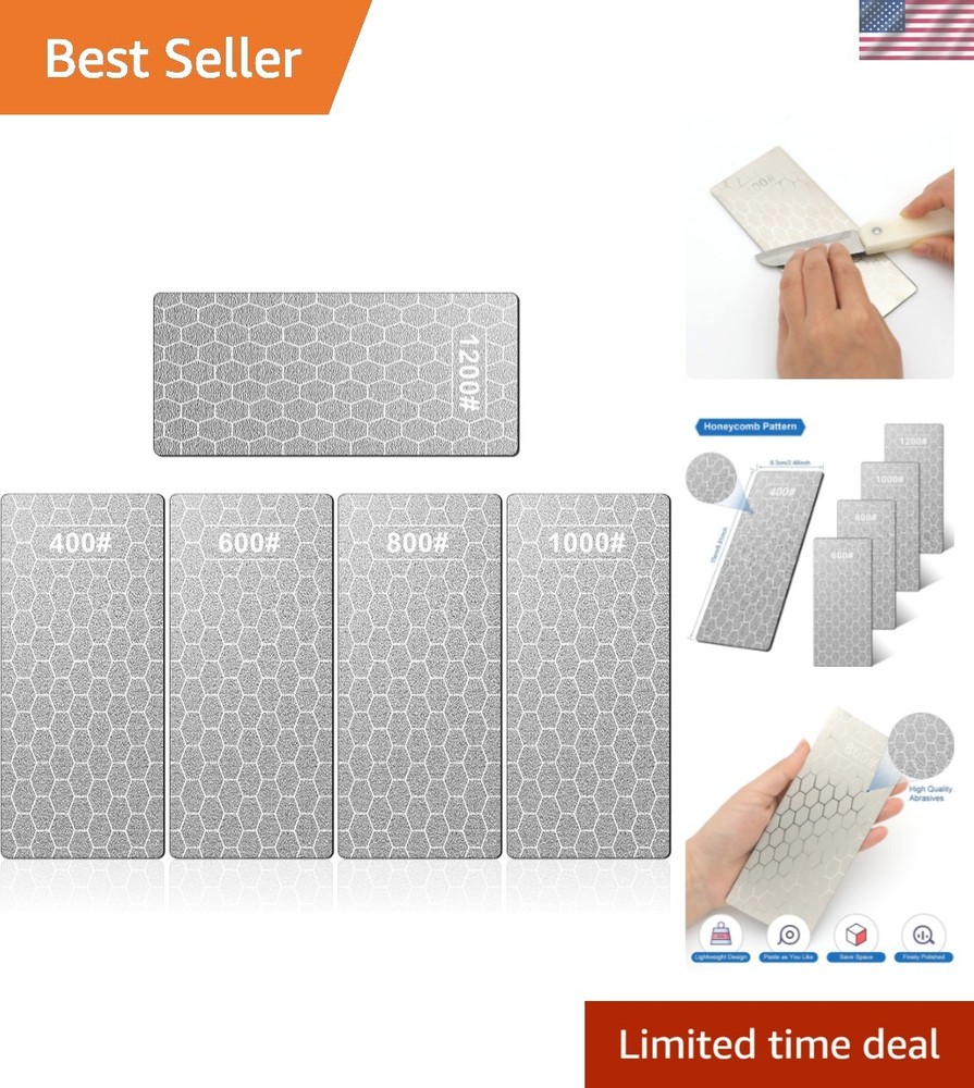 Versatile Diamond Knife Sharpening Stone Kit - Non-Slip Base & Honeycomb Design
