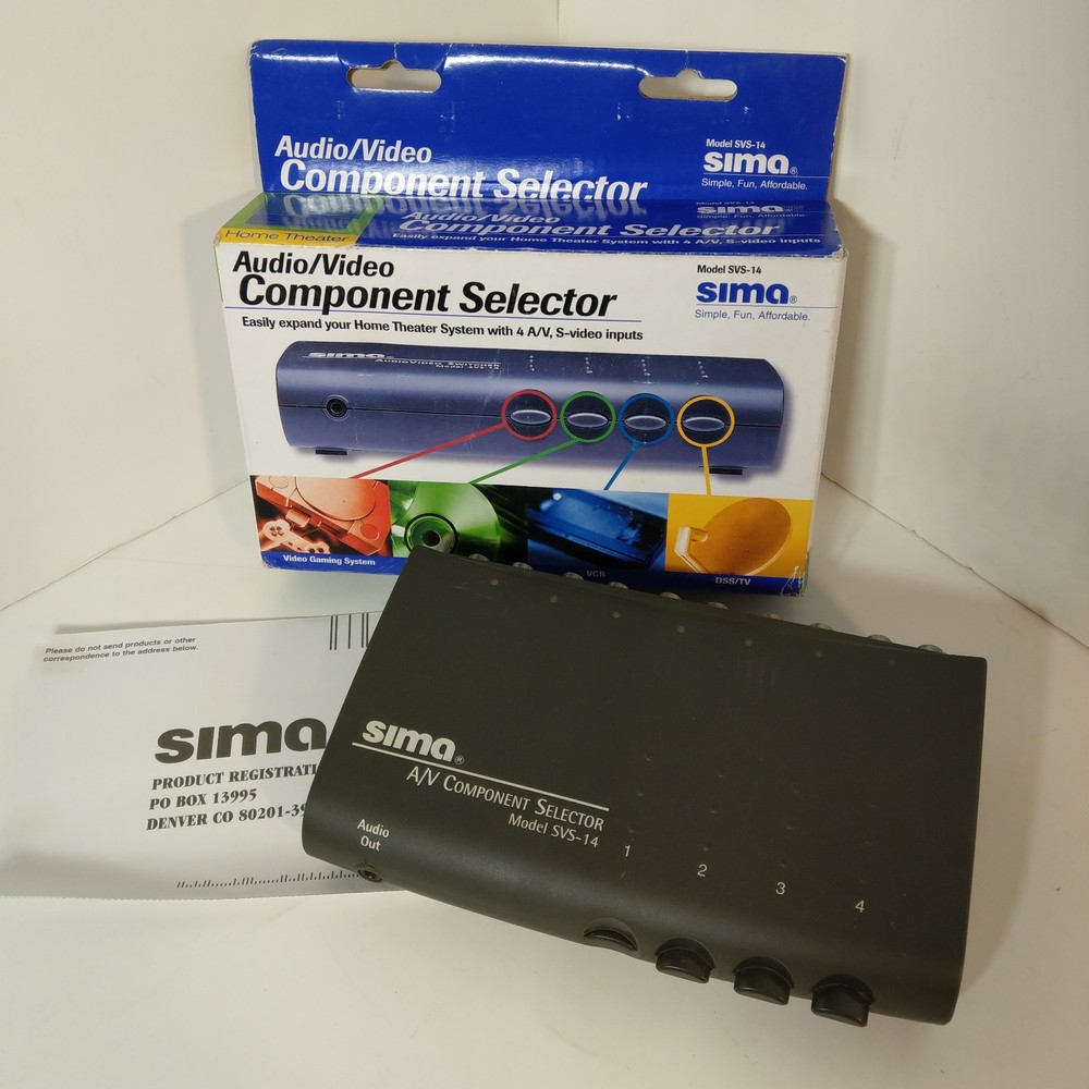 Sima SVS-14 4 Input A/V Component Selector – S-Video + RCA Connectors