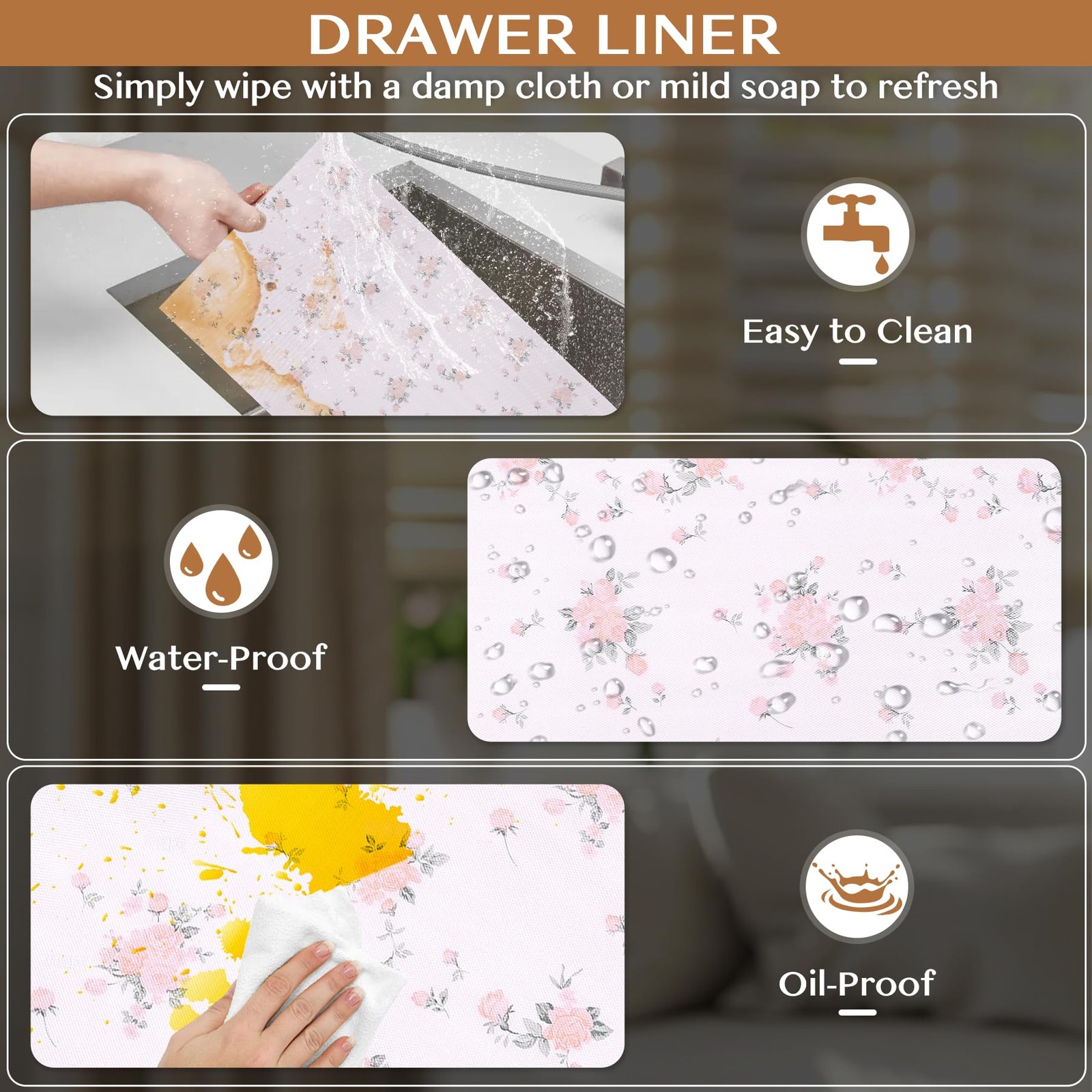 Non-Adhesive Shelf and Drawer Liner for Kitchen Cabinets, 12 in x 10FT Strong...