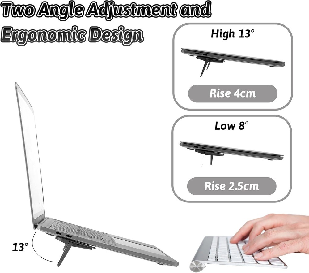 Bewudy 2 Pcs Portable Keyboard Riser, Dual Tilt Angle Adjustment Black