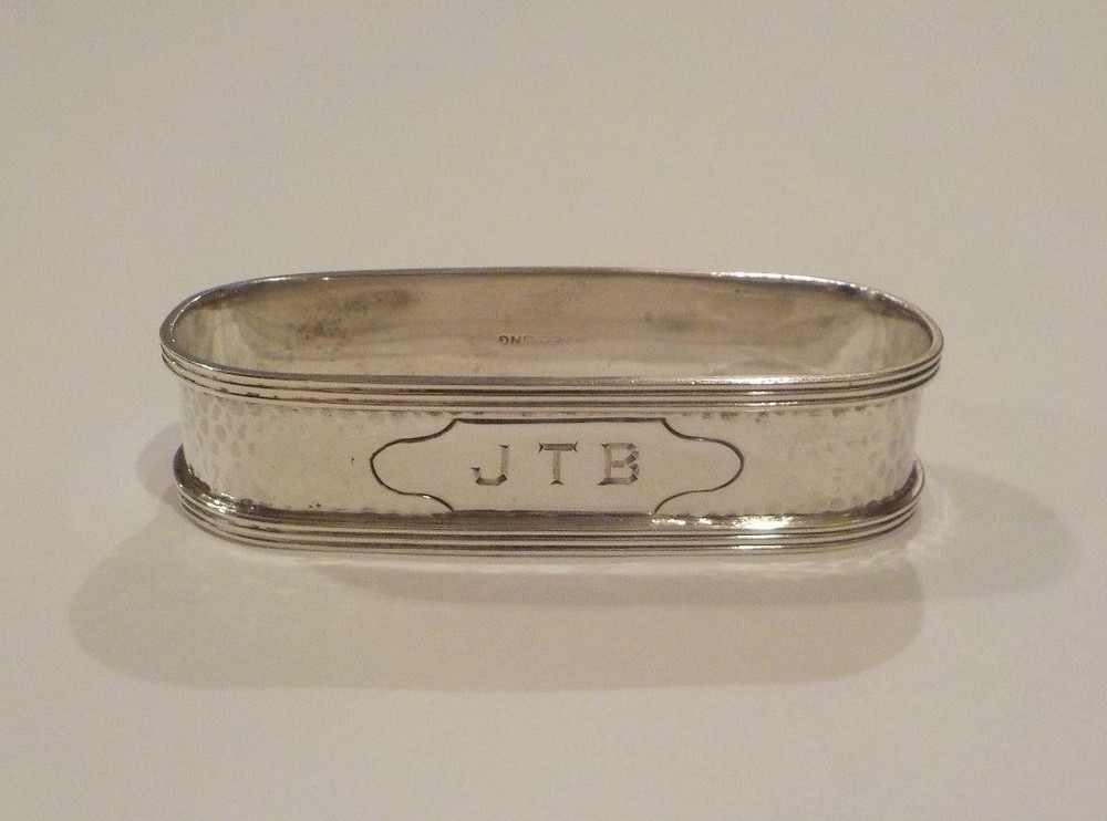 Sterling Silver Hand Hammered Napkin Ring, Monogram, 15 grams