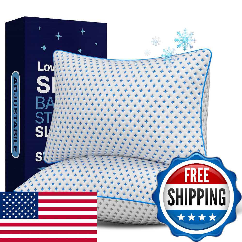 LOVELYREST Memory Foam Pillows 2 Pack – Adjustable Loft Cooling Pillows King Siz